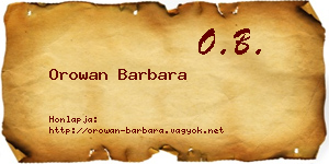 Orowan Barbara névjegykártya